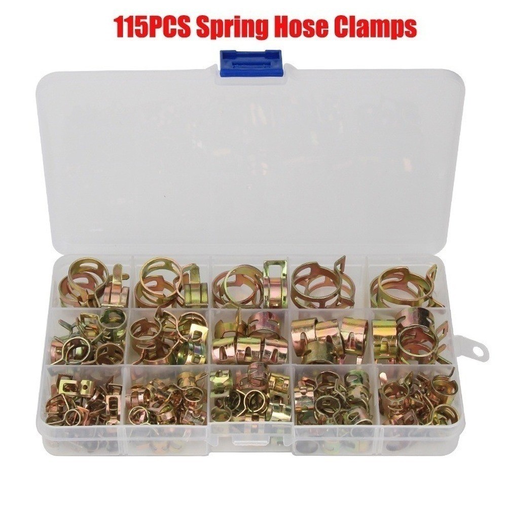 115X Hose Spring Clamps 6-22mm Fastener Fuel Water Line Pipe Air Tube Clips Kit