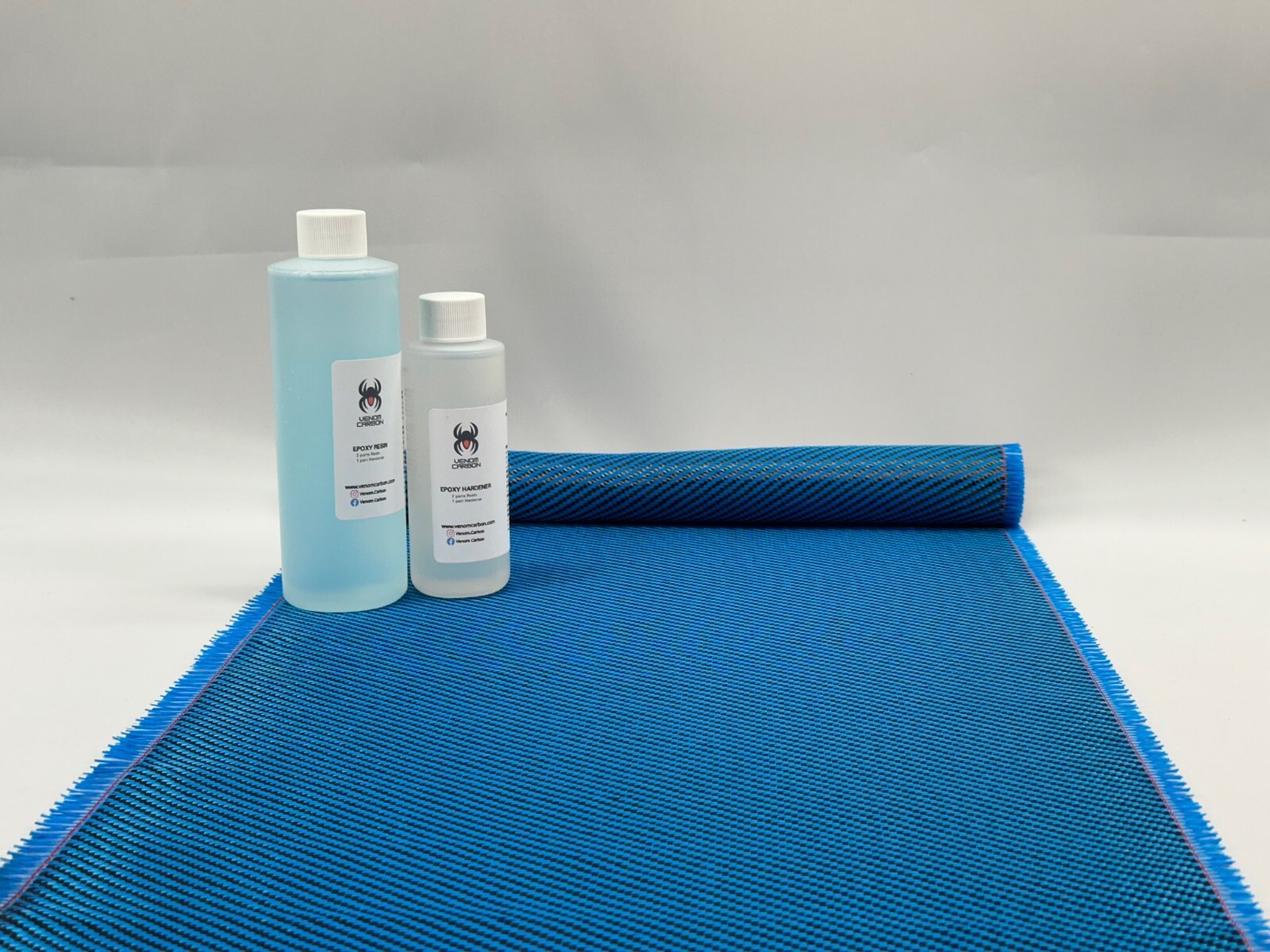 12″ x 5FT Twill Weave Blue Hybrid Carbon Fiber Fabric Cloth Resin Kit