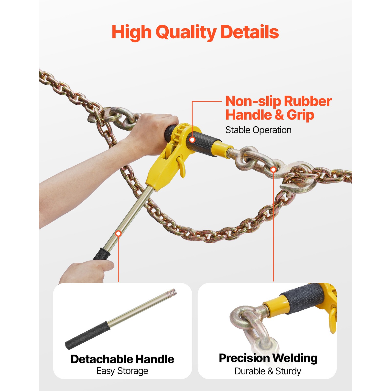 Uimoso Ratchet Chain Binder 5/16″-3/8″ G80 Chains Load Binder for Towing 4 Pack
