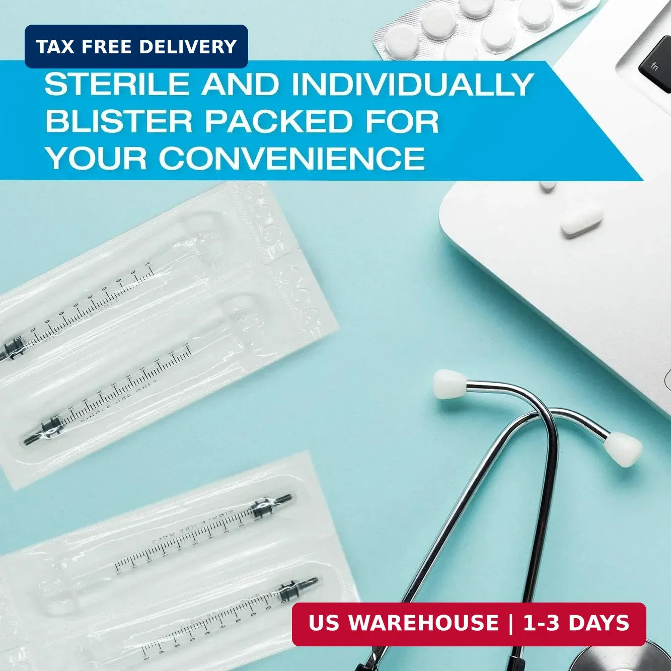 60ml Catheter Tip Syringe with Covers 5 Pack by Tilcare – Sterile Plastic Medici