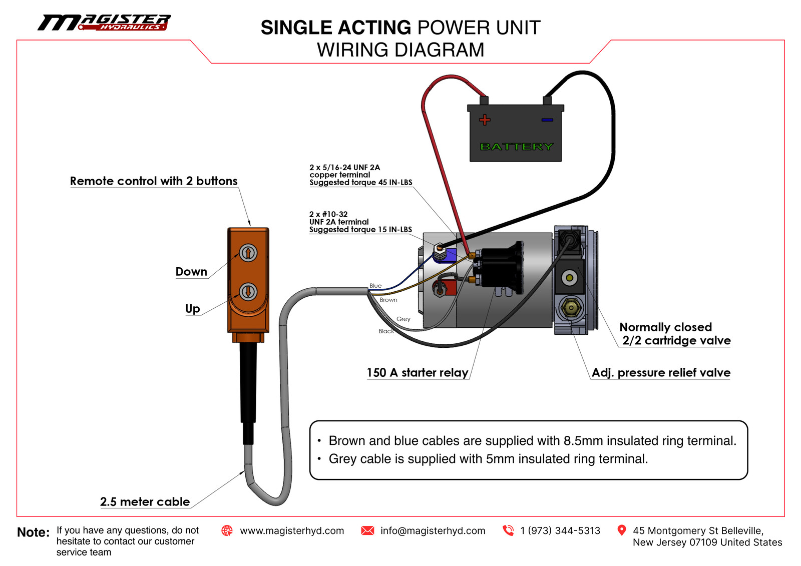 12V DC Single Acting Hydraulic Power Unit 10 Quart tank with Remote Control