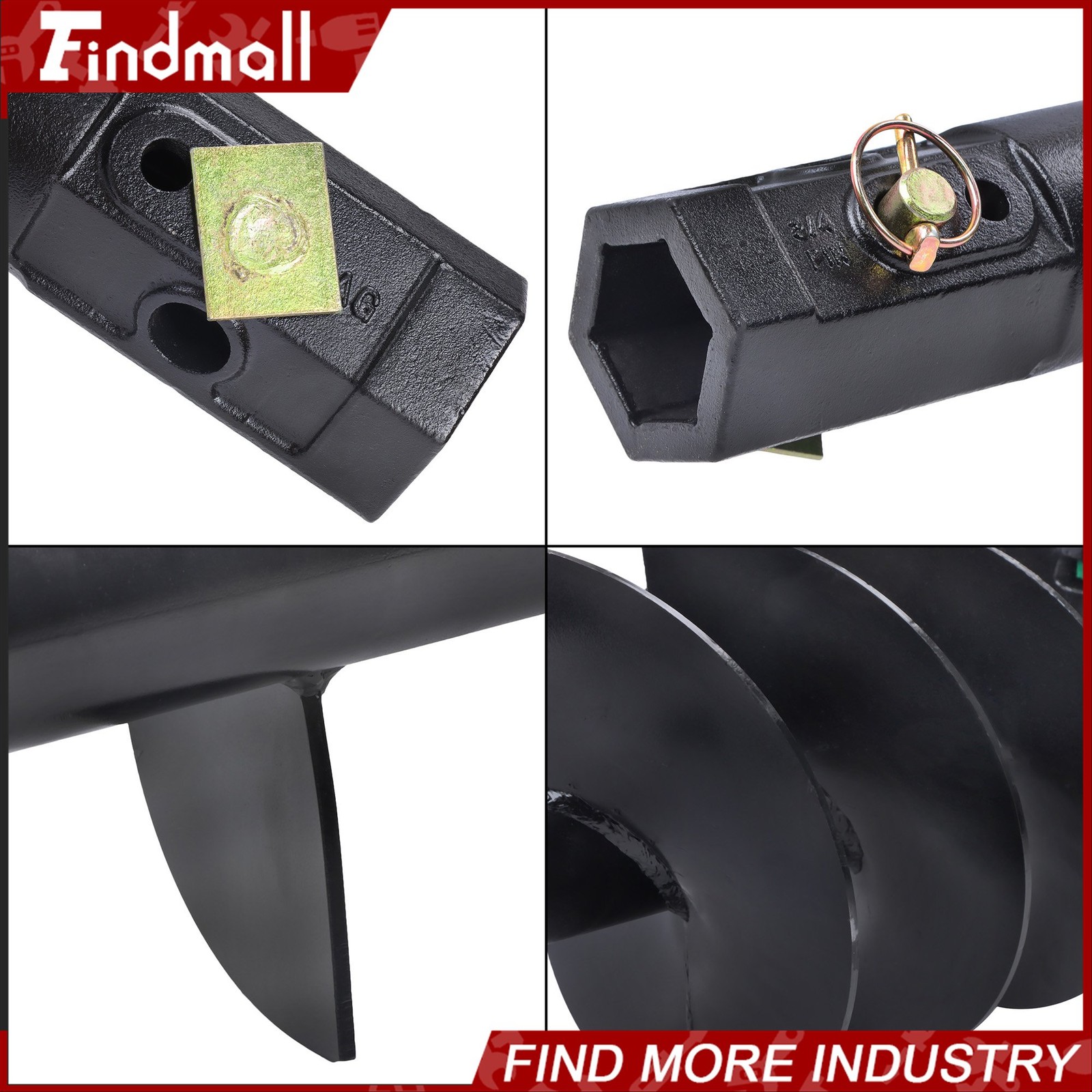 Findmall 2″ Hex Shank 12″ x 48″ Post Hole Digger Auger Bit For Excavator
