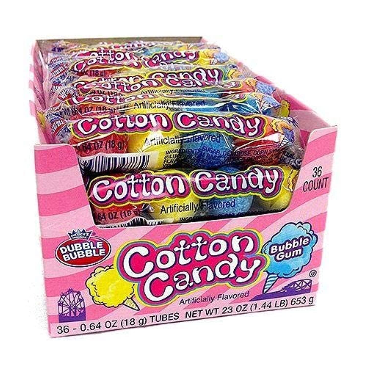 Dubble Bubble Cotton Candy Bubble Gum 4 Pieces Per Sleeve – 36 Count