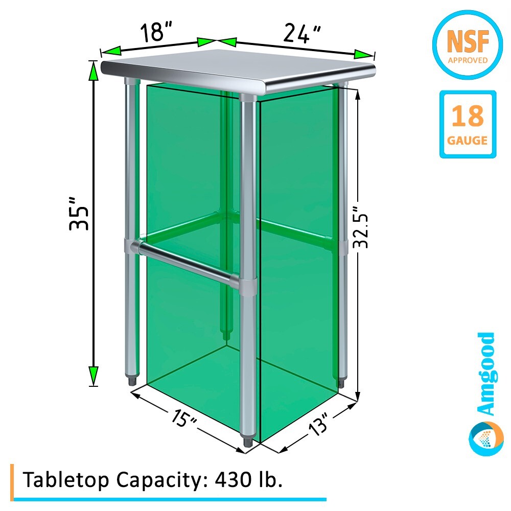 24 in. x 18 in. Open Base Stainless Steel Work Table | Residential & Commercial