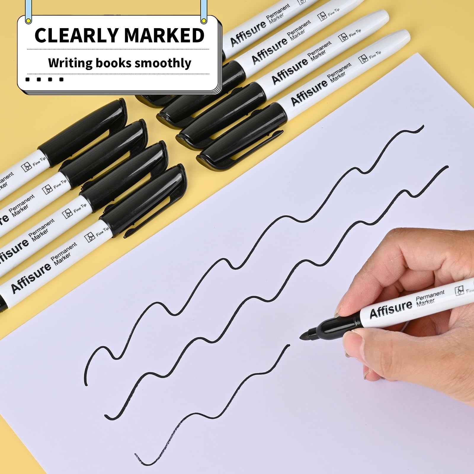 Affisure Permanent markers, 100 packs permanent 1 Count (Pack of 100), Black