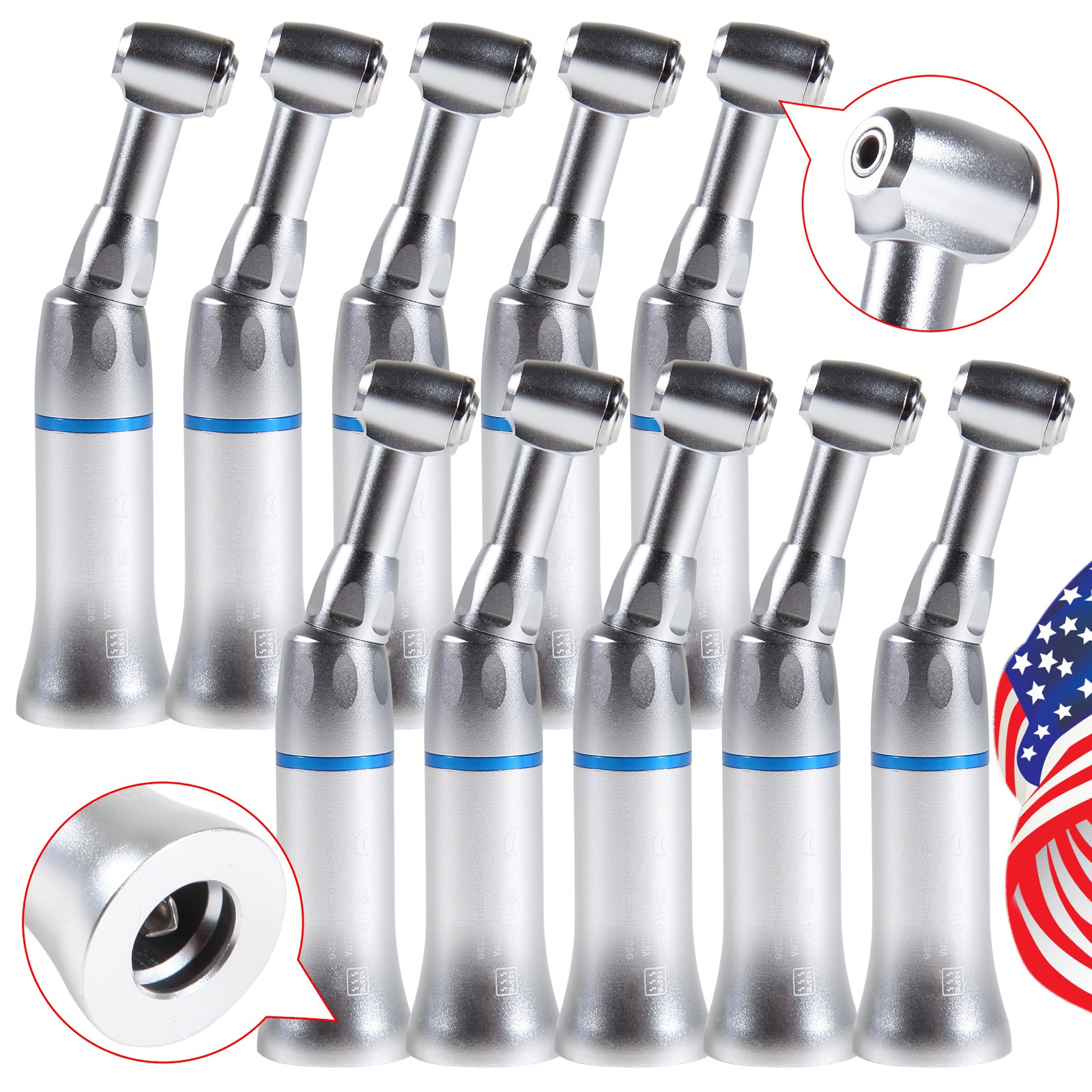 10pcs NSK Style Dental Low Slow Speed Handpiece Contra Angle Push Button E-Type