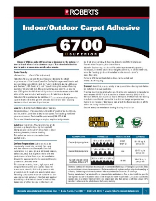 Roberts 6700 – Marine Vinyl GLUE Adhesive RV – ONE Gallon – Indoor / Outdoor