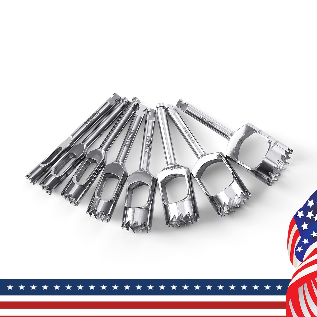 8PCS Dental Trephine Drills Kit Surgery Bur holder Bur Holder AZDENT