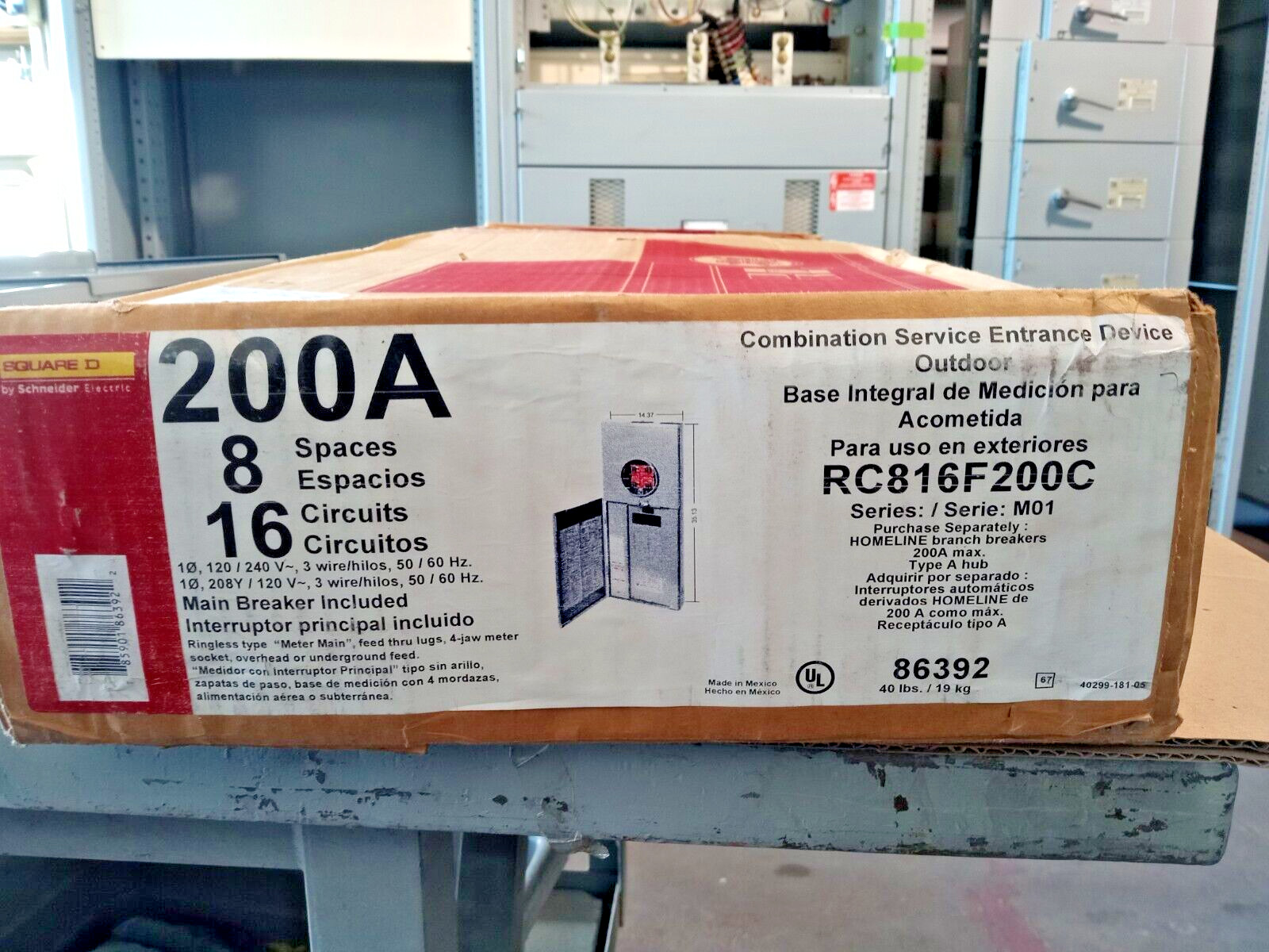 Square D RC816F200C Meter Main Breaker 200 Amp 16-Circuit 8-Space Outdoor