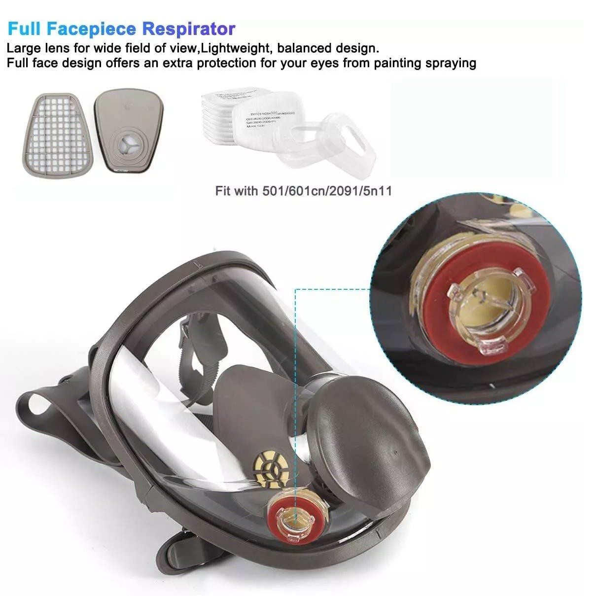 US Full Face Gas Mask Painting Spraying Respirator w/Filters for 6800 Facepiece