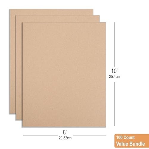 Durable 8×10 Corrugated Cardboard Sheets – 100 Pack, Eco-Friendly, Versatile for