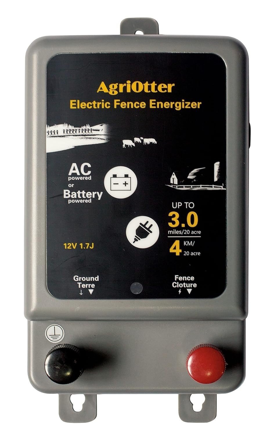Electric Fence Energizer 15 Acre 2 in 1 Powered by Battery or AC Outlet 8000V