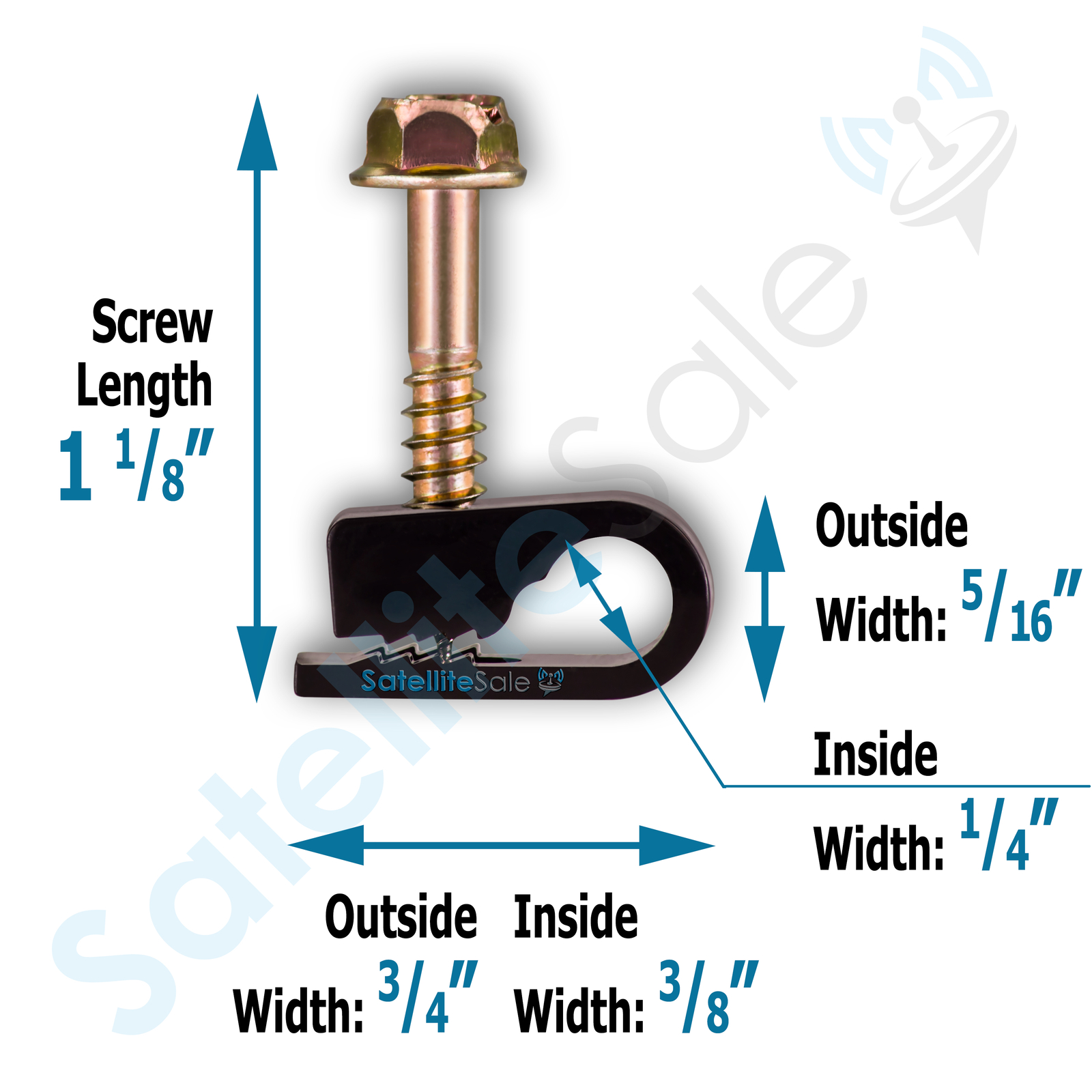 SatelliteSale Black RG6 Single Cable Grip Mounting Screw Clips 100 CT