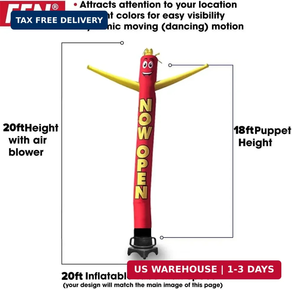 Now Open Advertising 18 Foot Tall Inflatable Tube Man Air Powered Waving Puppet,