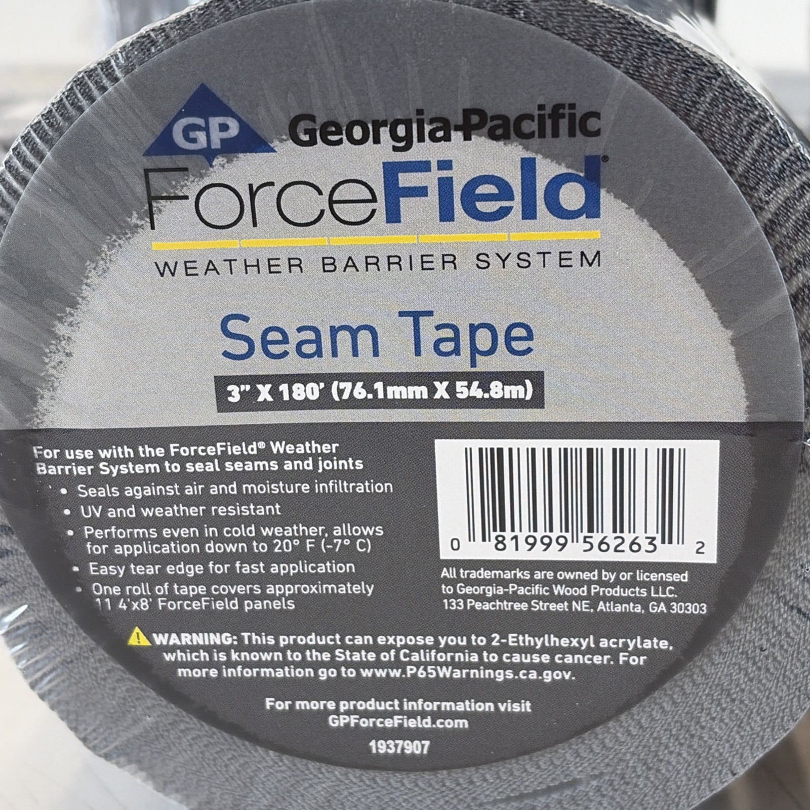 Georgia-Pacific 8pc ForceField Seam Tape 3″ x 180′ Weather Barrier Tape 1365980