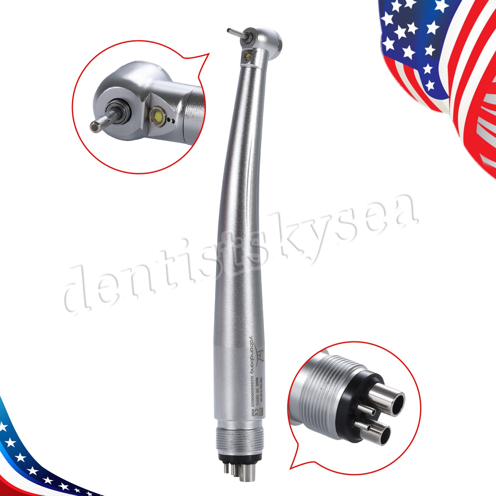 Mini Small Head Dental Fiber Optic LED E-generator Handpiece /High Speed 4Holes