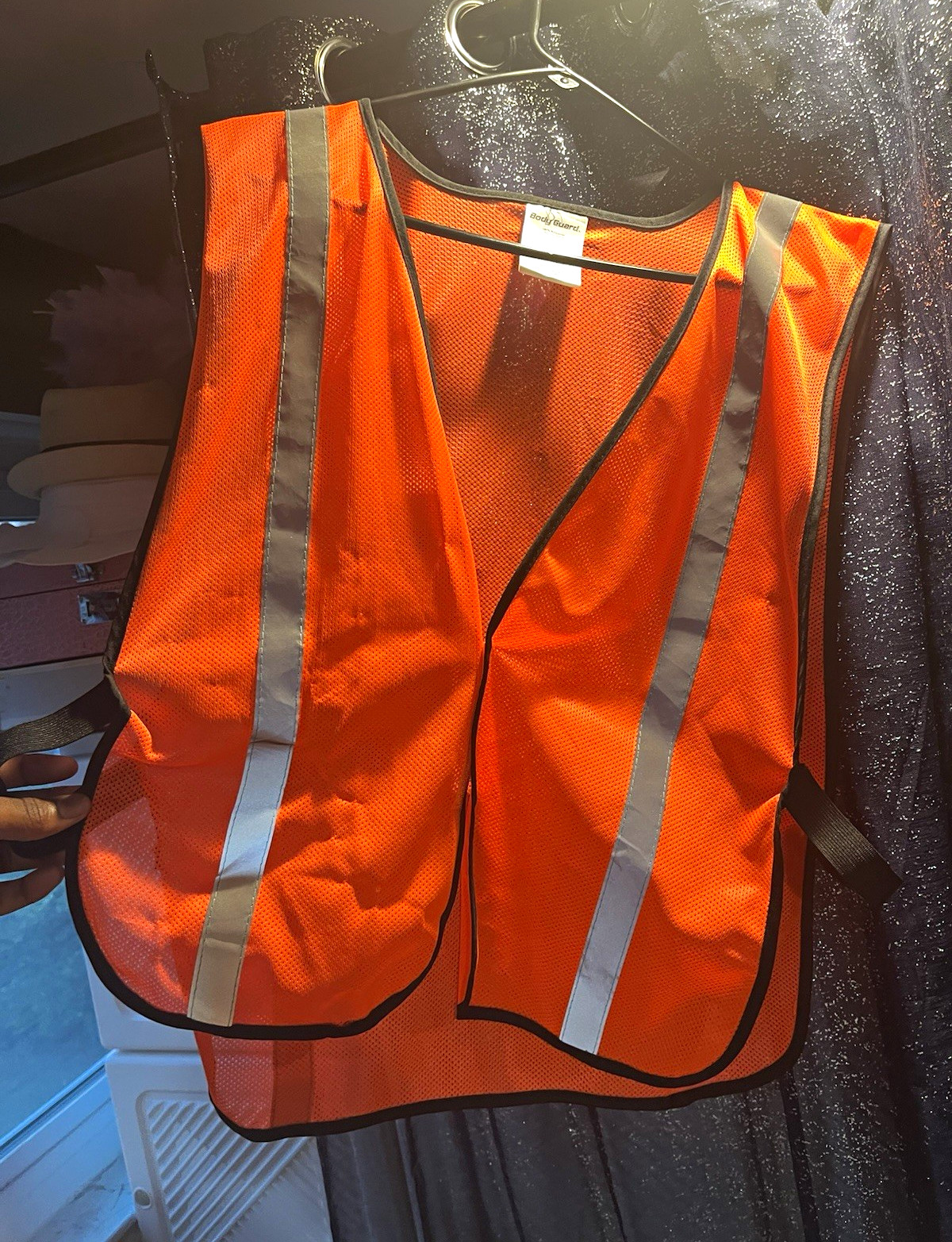 Body Guard Hi-Visibility Orange Mesh Reflective Safety Vest, Silver/Black