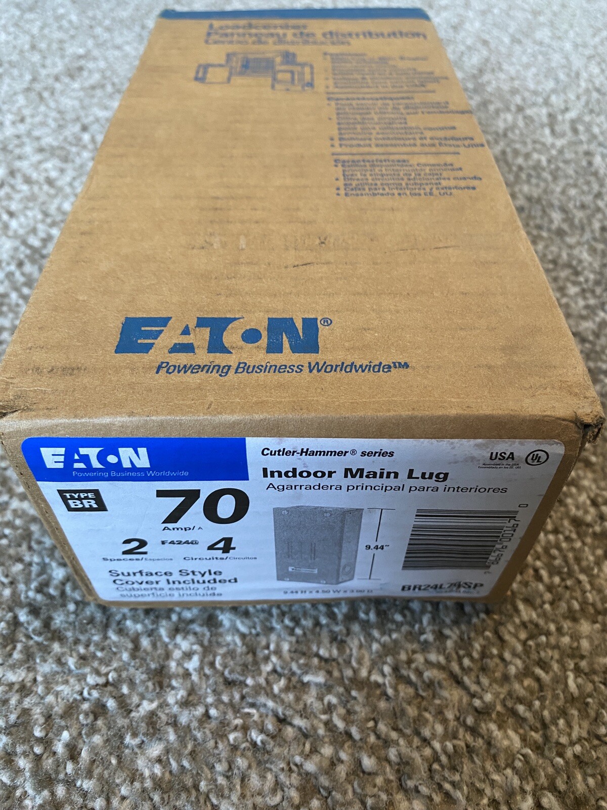 Eaton Cutler-Hammer 70 amps 120/240 V 2 space 4 circuits Surface Mount Main Lug