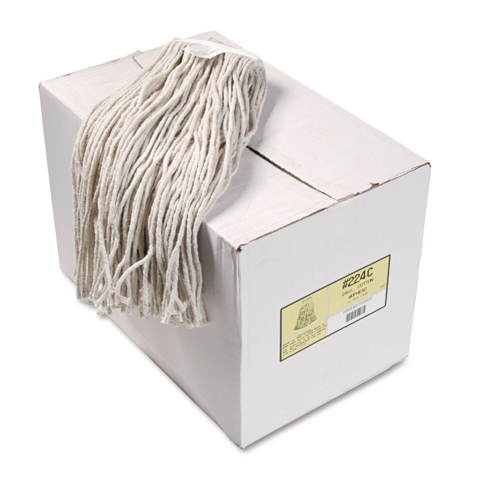 Boardwalk 224CCT 24 oz. Cotton Premium Cut-End Wet Mop Heads – White (12/Ct) New