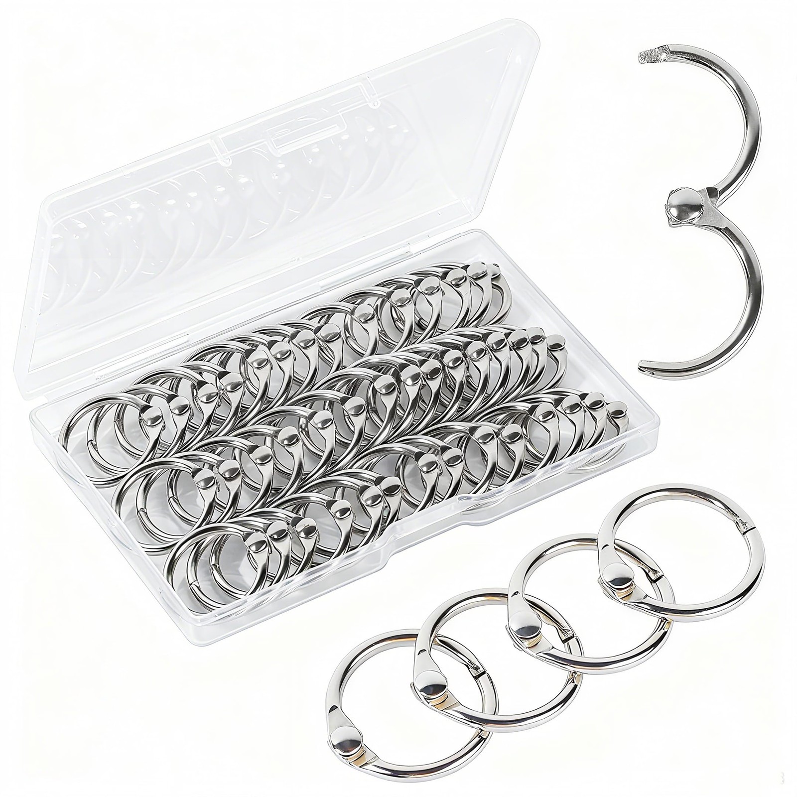 Small Binder Rings 1/2 inch 50 Pcs Mini Book Key 50PCS, Silver