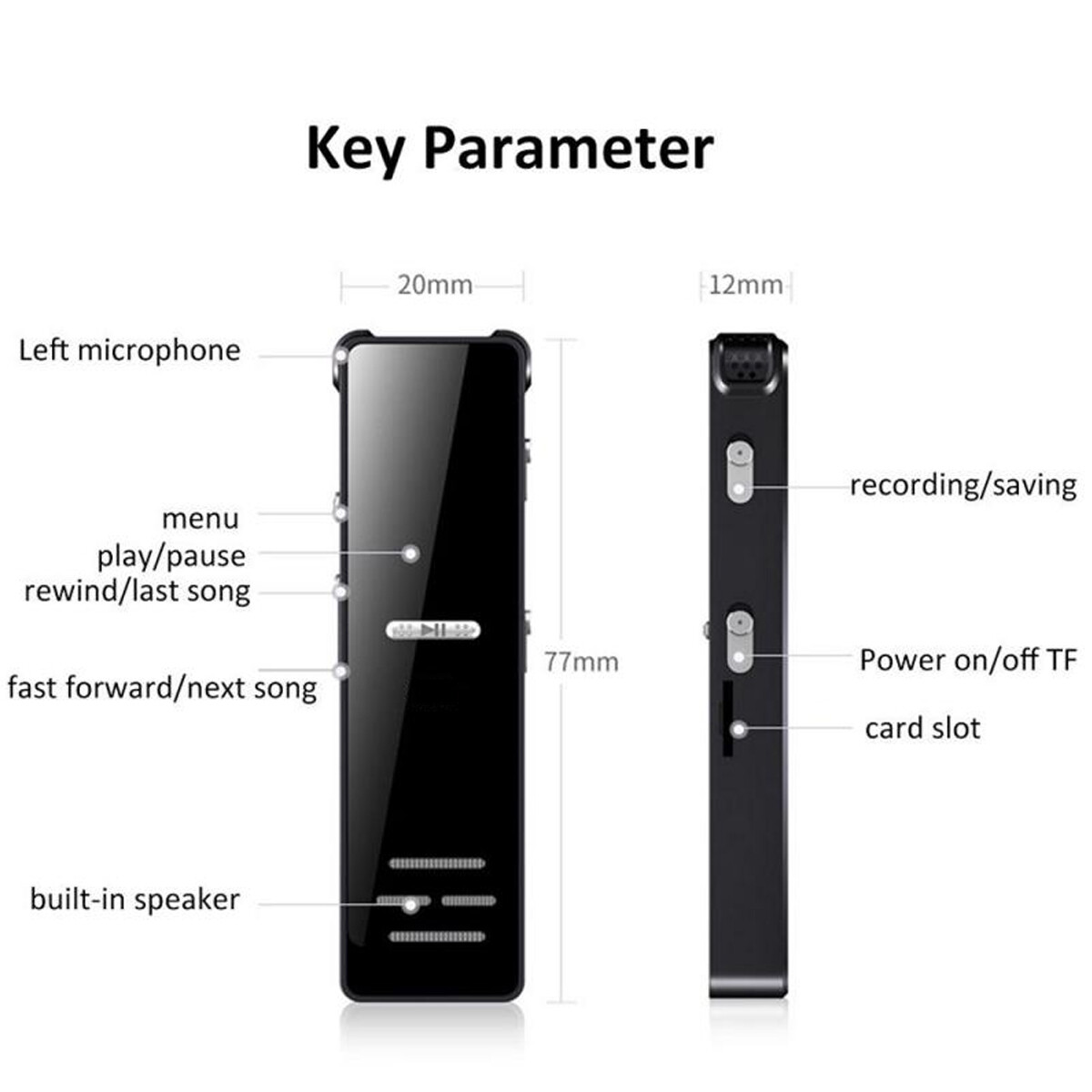 128G Spy Audio Recorder Digital Voice Activated Mini Sound Dictaphone/MP3 Player