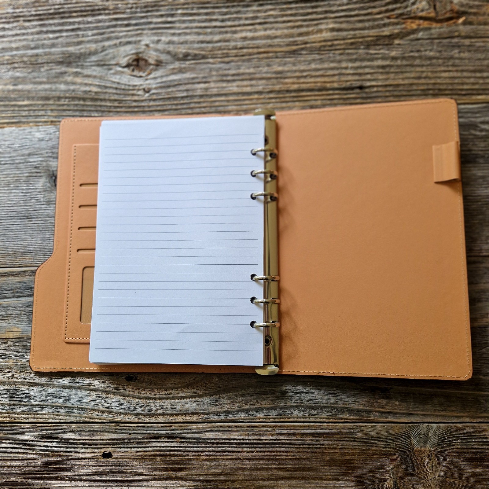 DSKPRTE A5 6-Ring Personal Organizer | Brown PU Leather Notebook