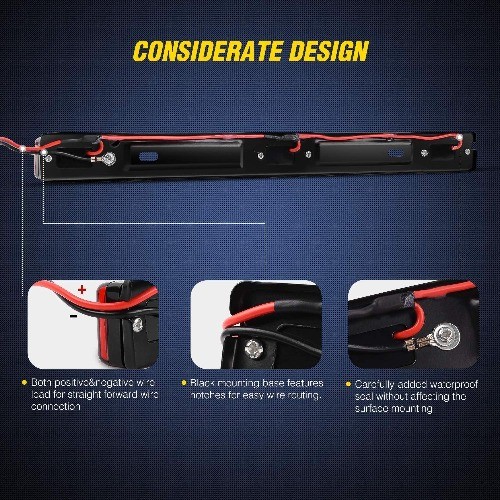 1PC Red 9 LED ID Bar Marker Tail Black Stainless Steel Bracket for Color: Red