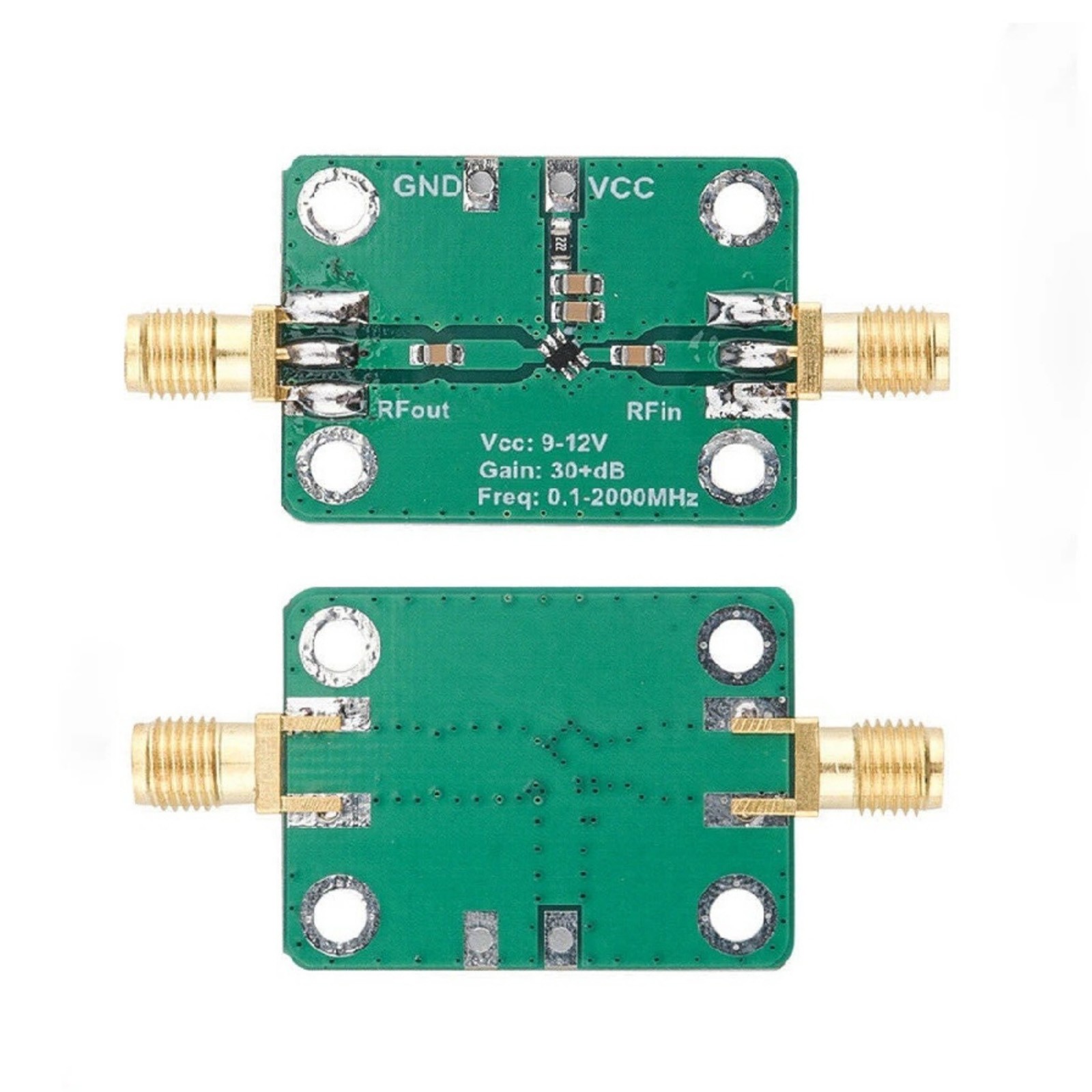 Low Noise RF Amplifier 0.1-2000MHz Wideband Module 30dB Gain 10dBm Output Level