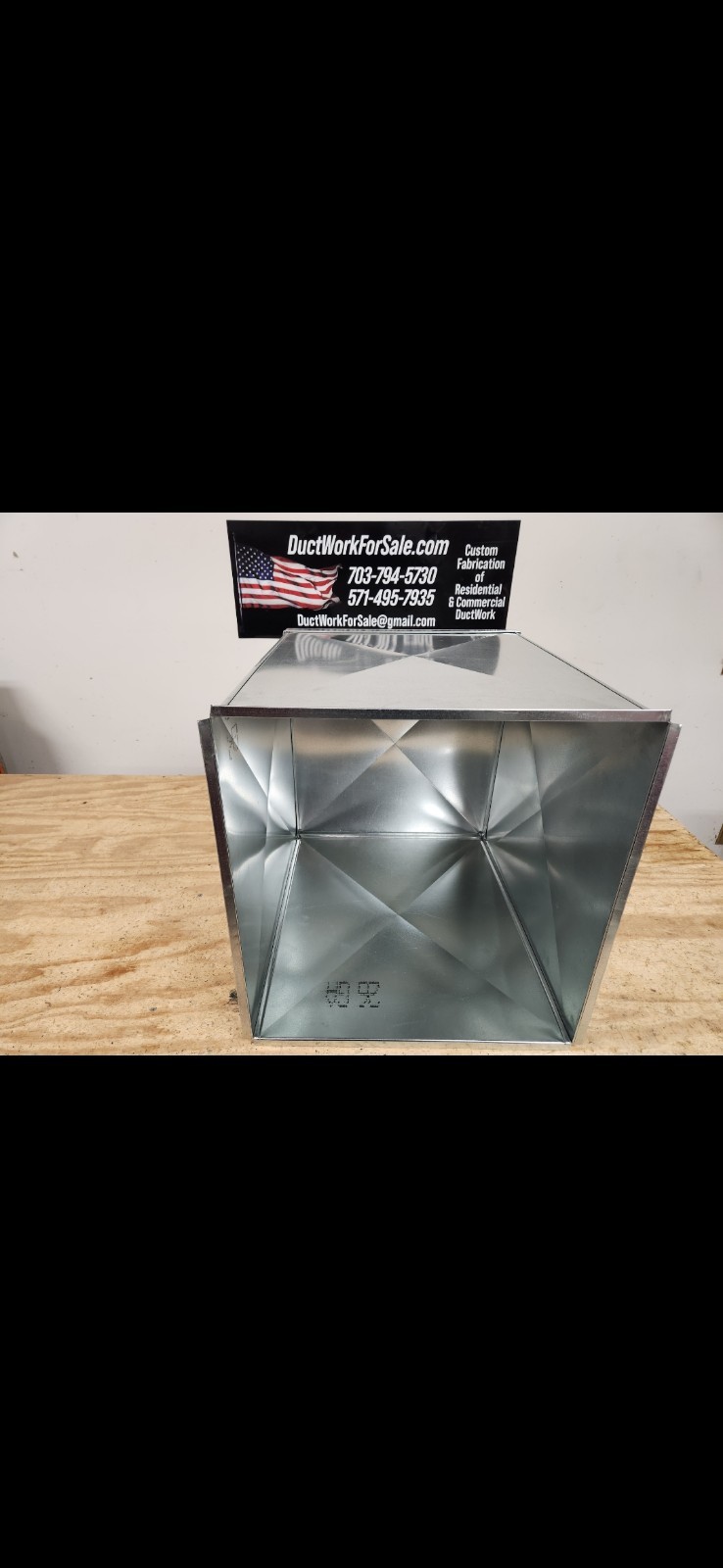 SUPPLY AIR DUCT PLENUM 21″ X 21″ X 23″ Long With 1/2 Flange Made From 26 GAUGE
