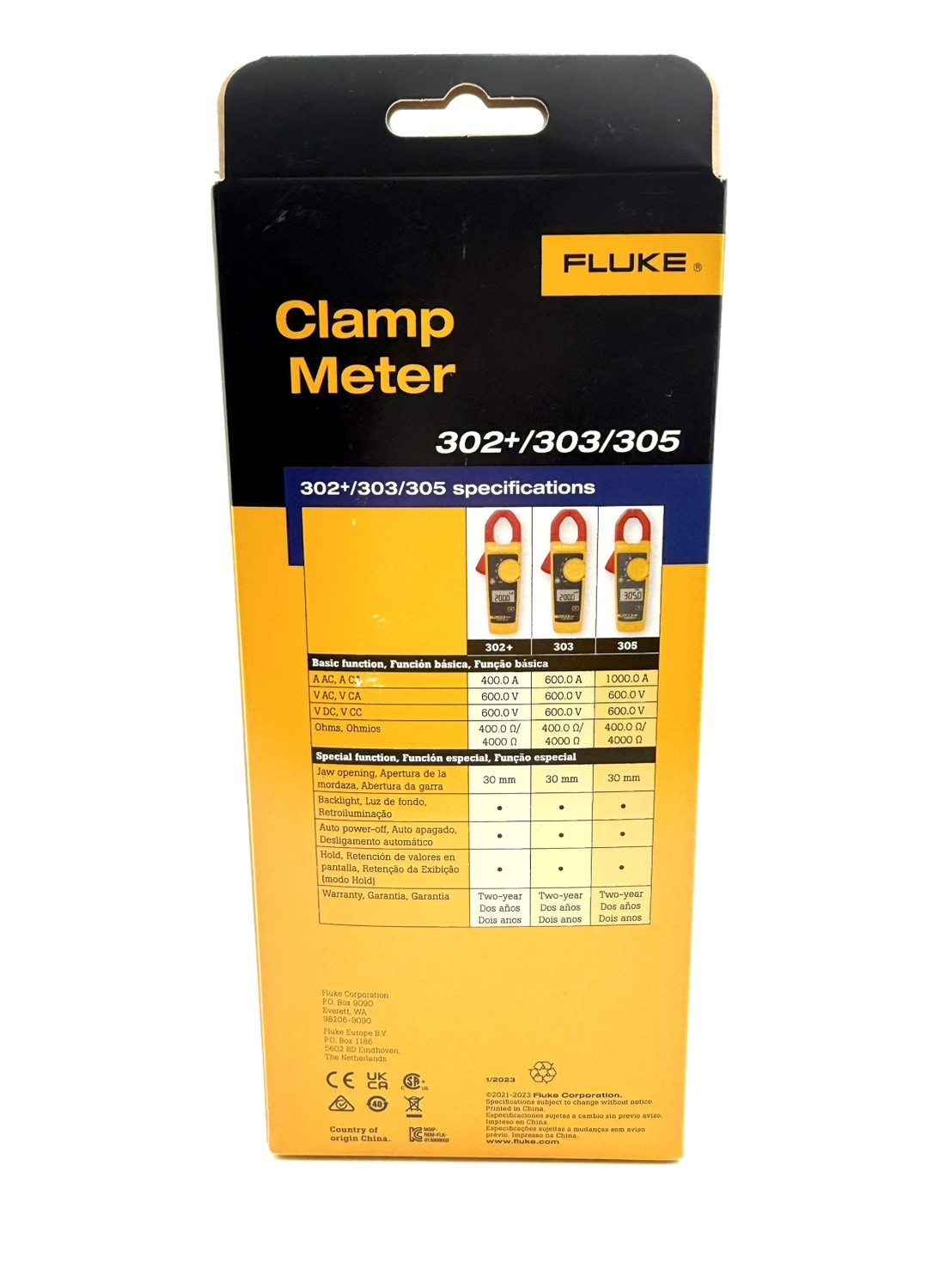 Fluke 302 + Clamp Meter Tester Average Type Digital Ammeter NEW