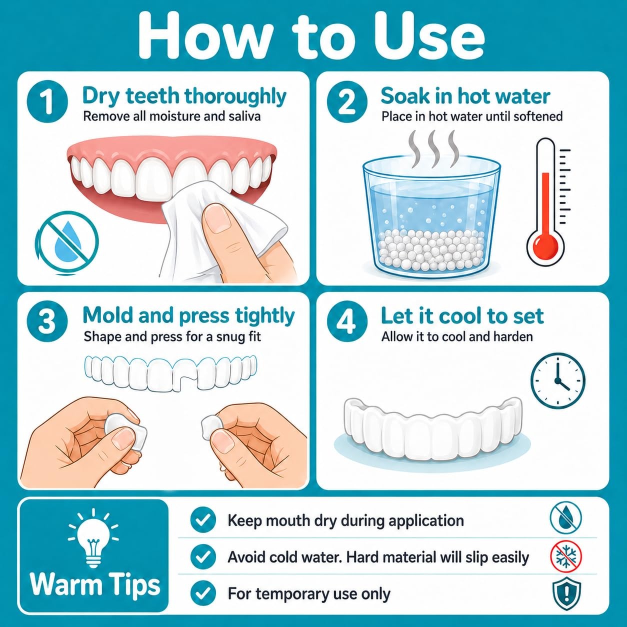 10.9oz Moldable False Teeth Beads Tooth Repair Kit,Repair Thermoplastic Bead…