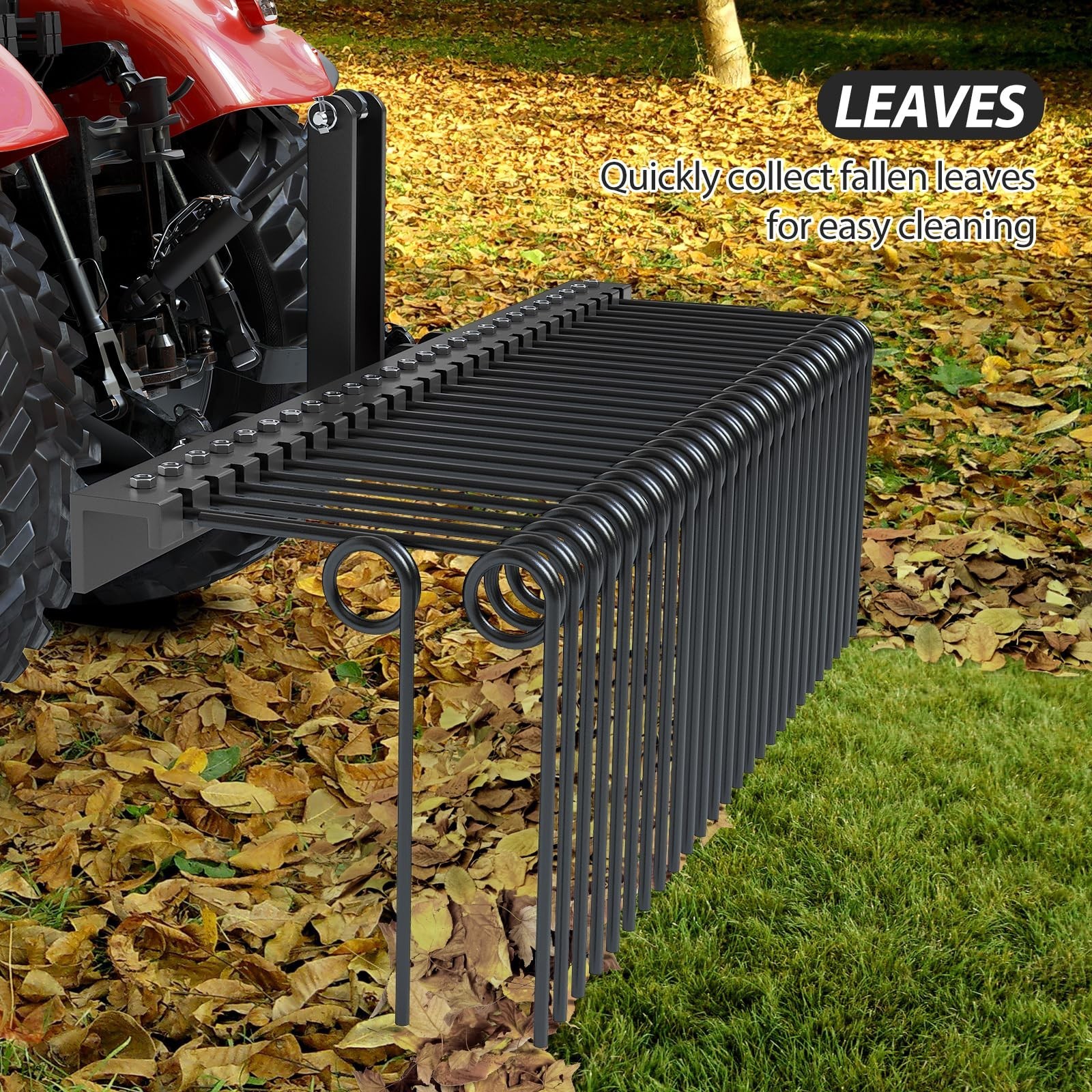 60″ Tow Behind Landscape Rake Heavy Duty Powder Coated Finish Tools for Leaves