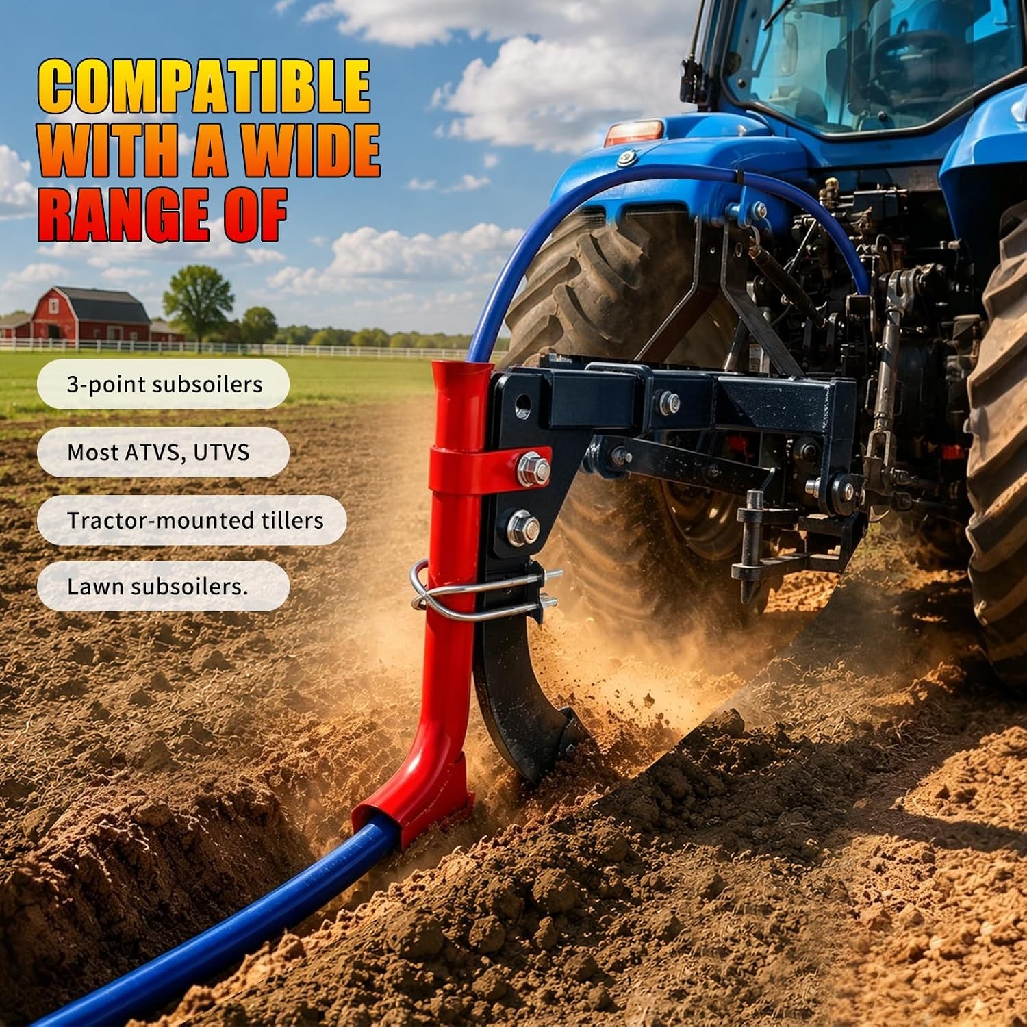 Pipe Layer Attachment for 3-Point Ripper Hitch Lawn Trencher Subsoiler Tractor
