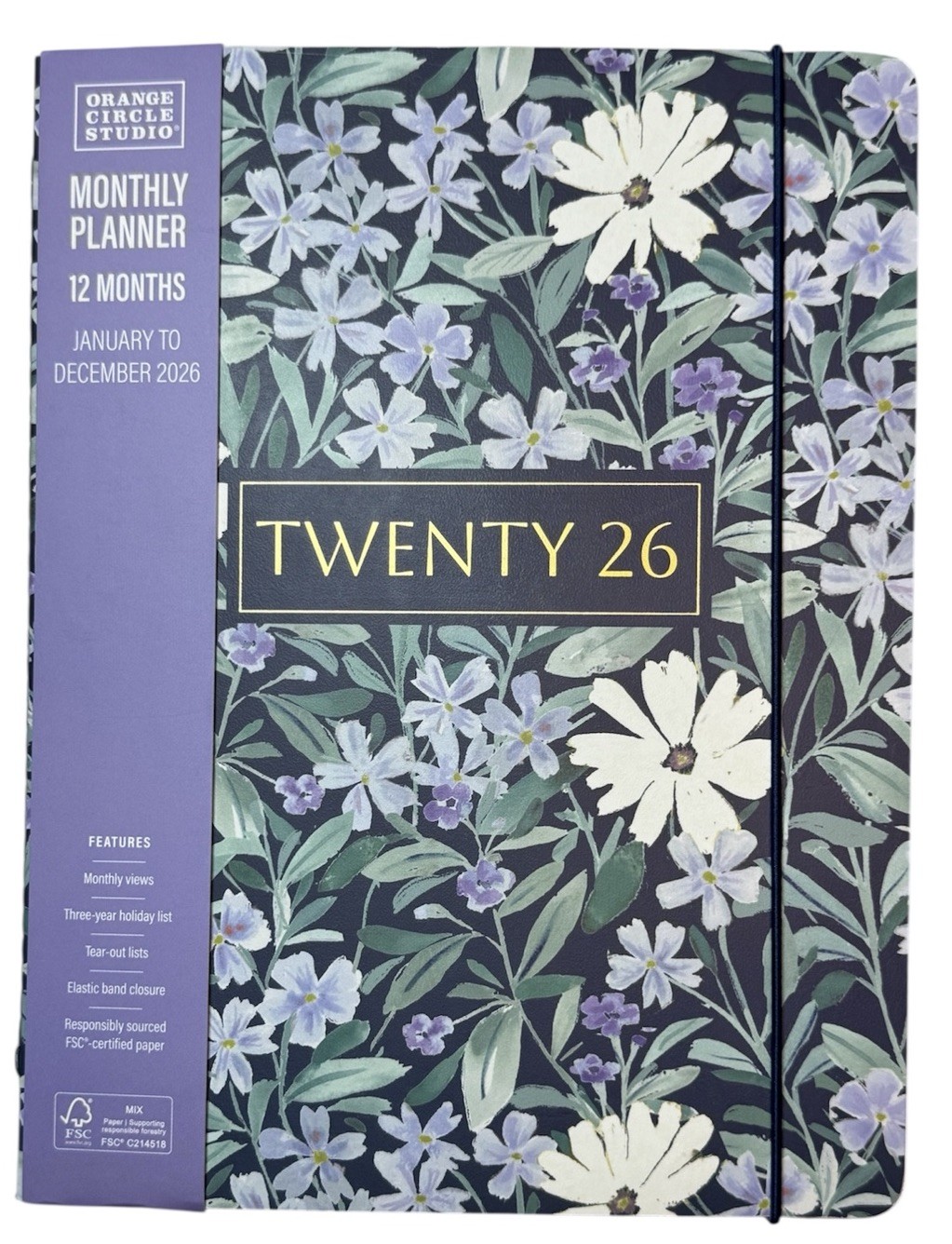 2026 Monthly 12 months Planner Orange Circle Studio OCS Purple Lavender Flowers