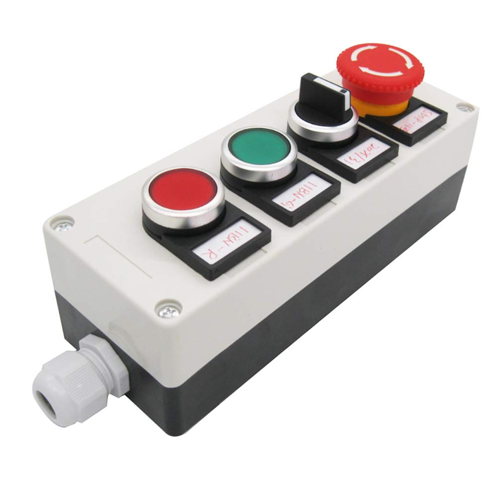 Red Green Momentary Push Button Switch with Latching Selector Switch 3 Positions