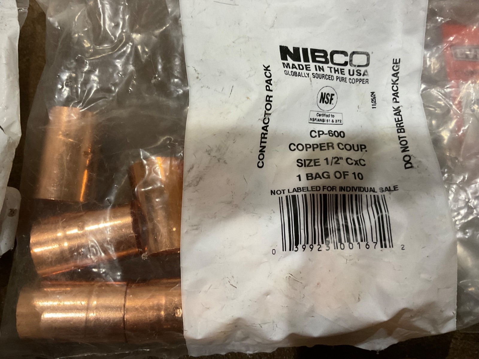Mixed Plumbing Lot of Nibco Copper Sweat Fittings [Elbows Tees Caps] & Other