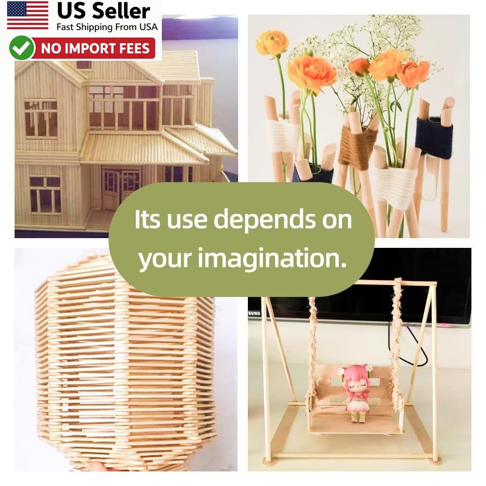 1/4 x 12 Inch Wooden Dowel Rods 25 PCS Unfinished Bamboo Sticks For Crafts USA