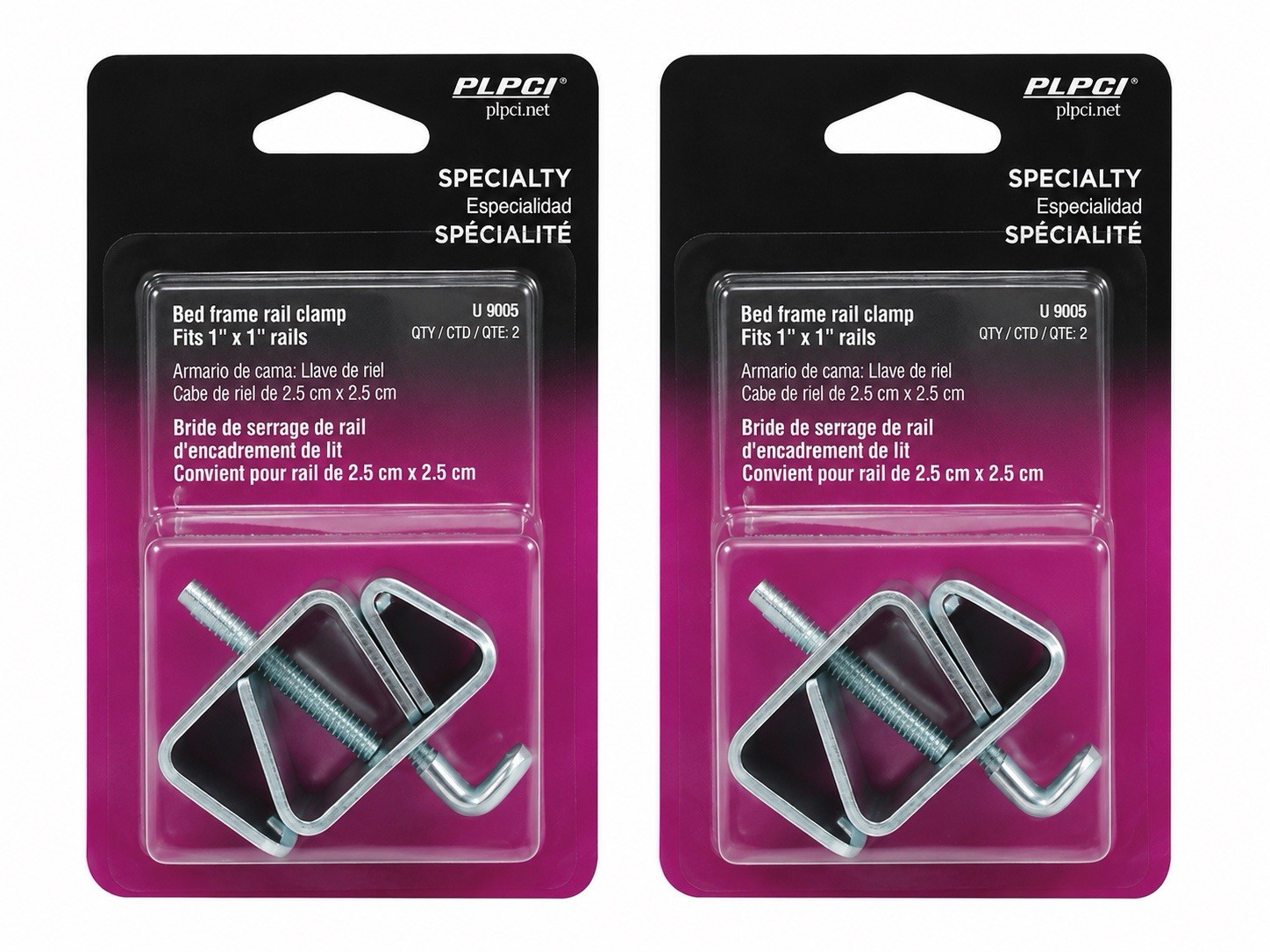 PLPCI U 9005 Bed Frame Rail Clamp 1” x 1” Rails 2 Pack New Sealed LOT OF 2