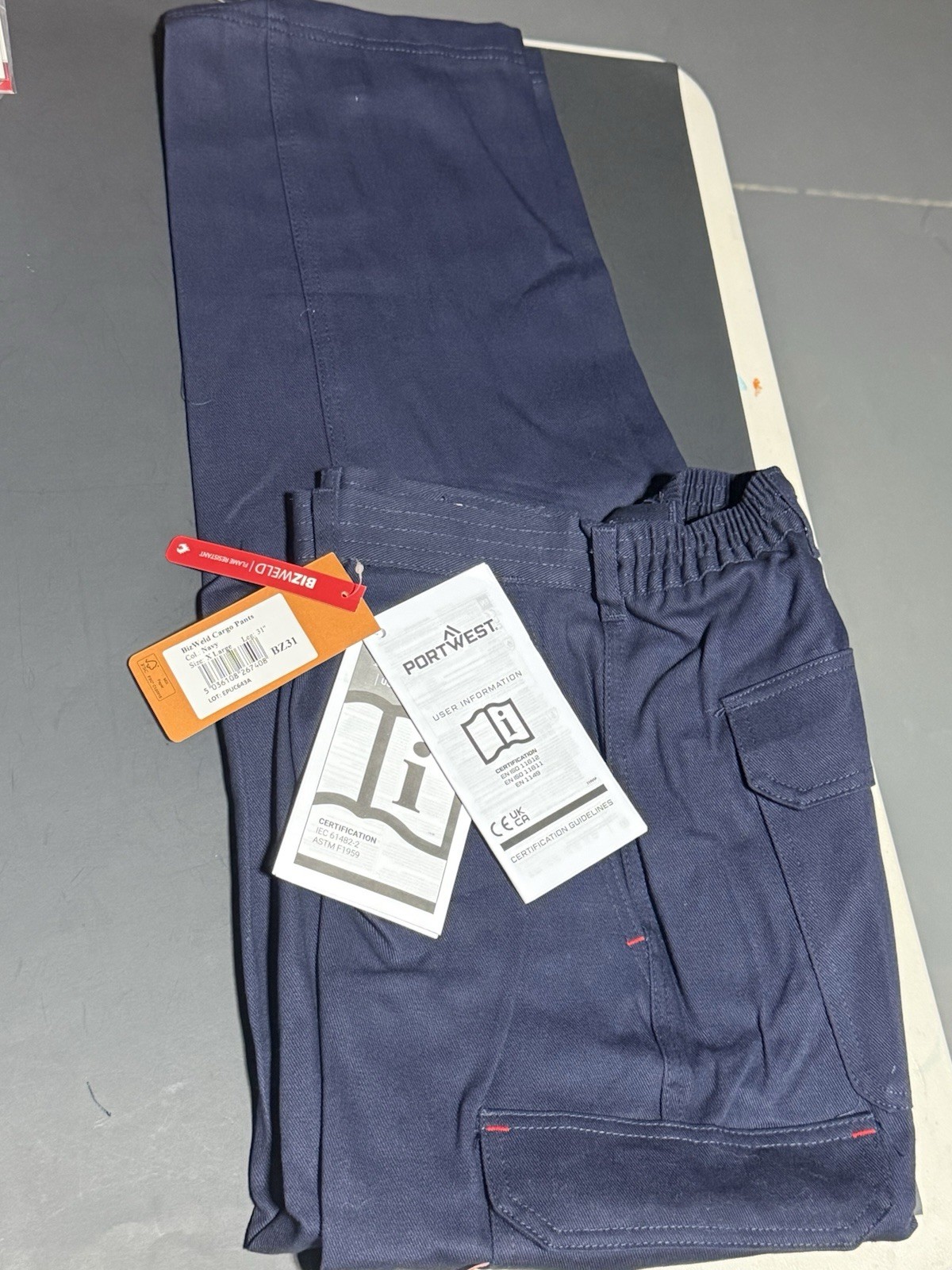 Portwest BZ31 Mens Safety Work Cargo Pants in Flame Resistant Bizweld ASTM NFPA