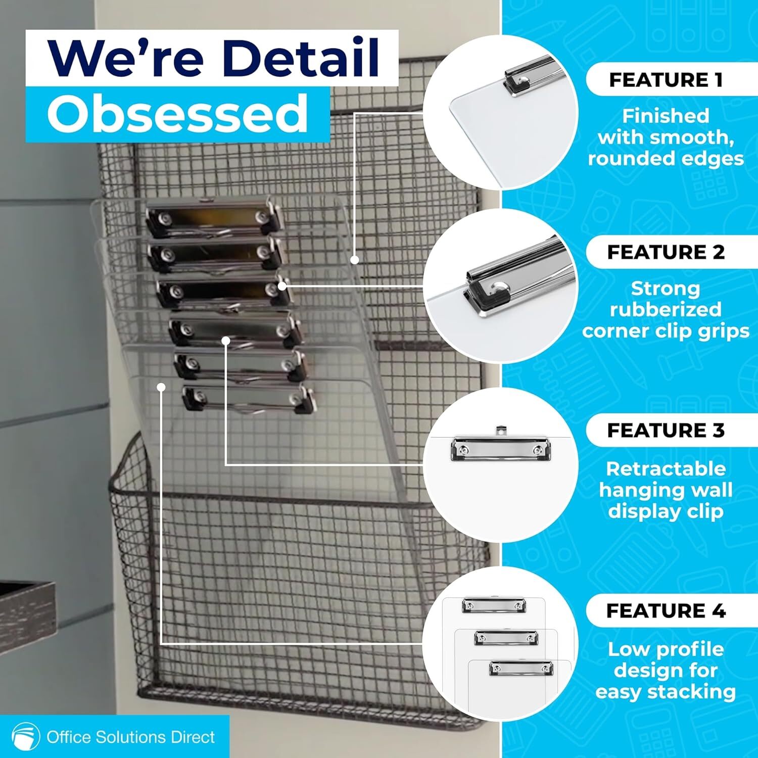 Set Of 6 Clear Acrylic Clipboards Durable Lightweight Stackable Office Use