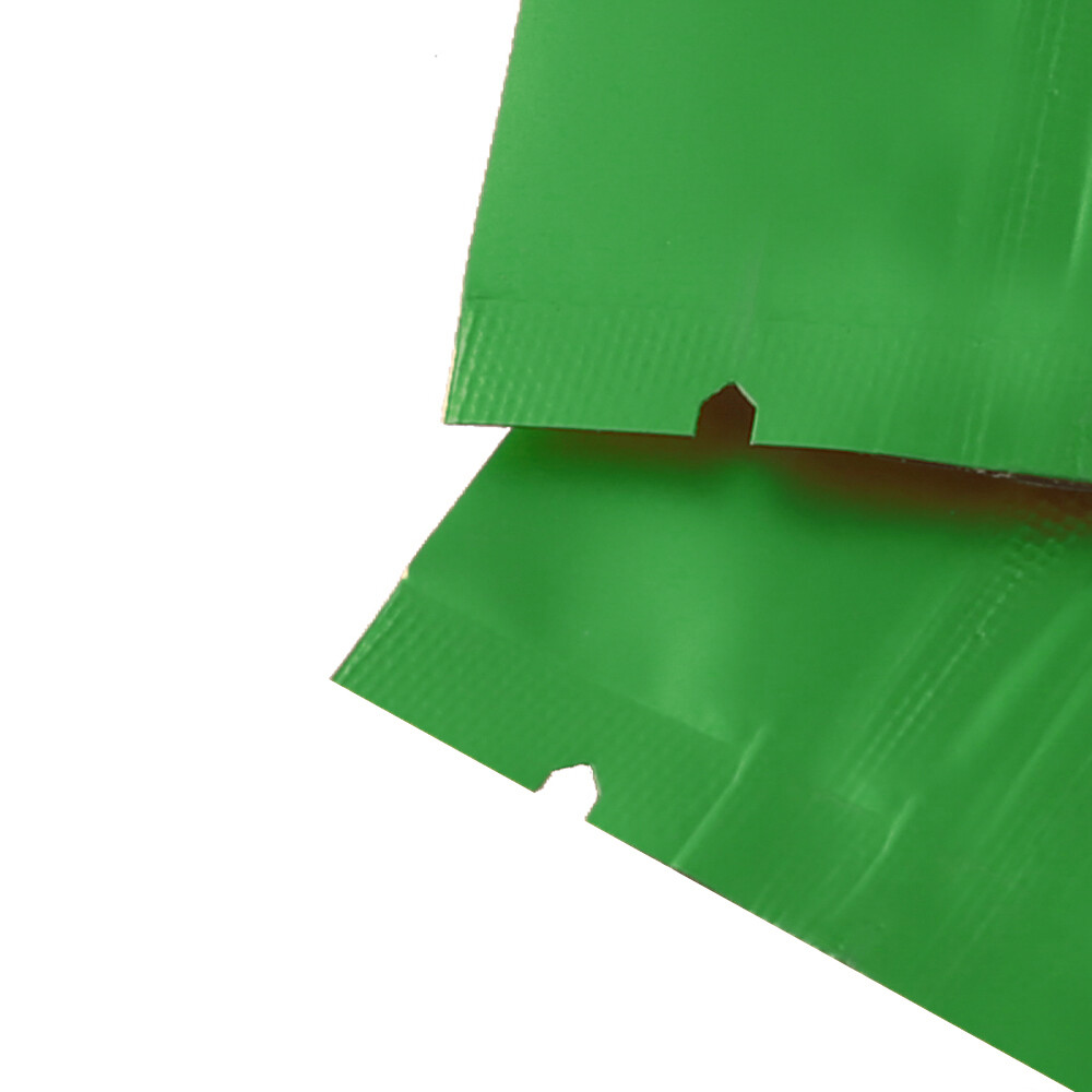 Green Air-Tight Zip Seal Mylar Bags w/Tear Notch for Seasoned Pita Chip Products
