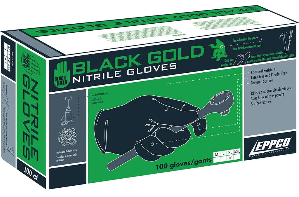 Eppco – Black Gold Gloves – 5 Mil – Black – Box of 100 – Choose Size