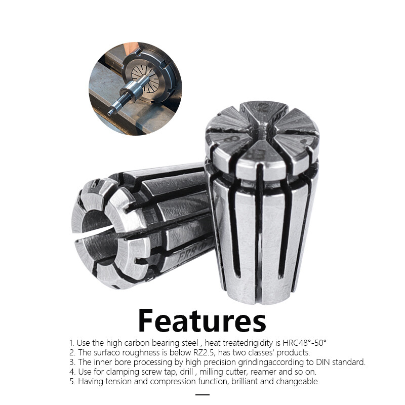 9pcs 1.0-5.0mm ER8 Spring Collet Set for CNC Milling Lathe Engraving Machine