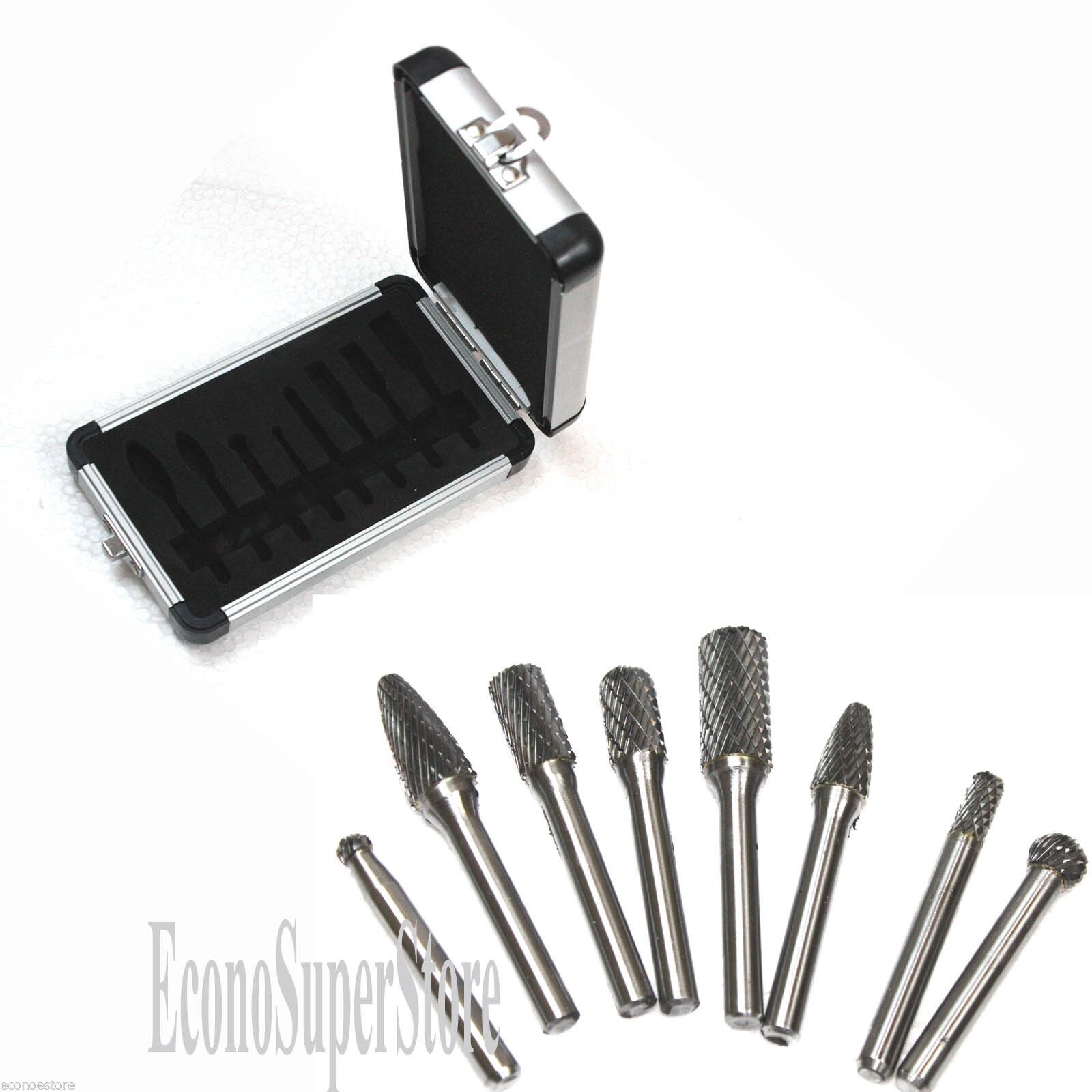8pcs Double Cut Carbide Rotary Burr Set With Aluminum Case 1/4″ Shank