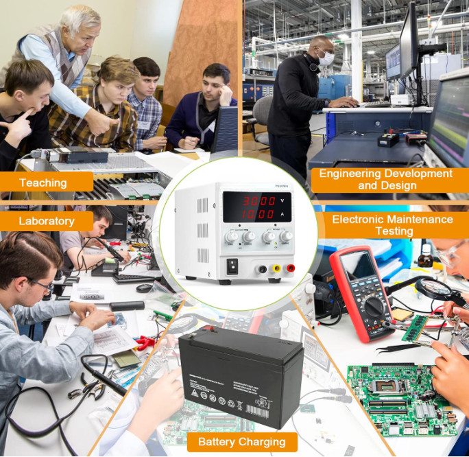 Fuente de alimentación de CC variable, 0-30 V, 0-10 A, ajustable, para laborator