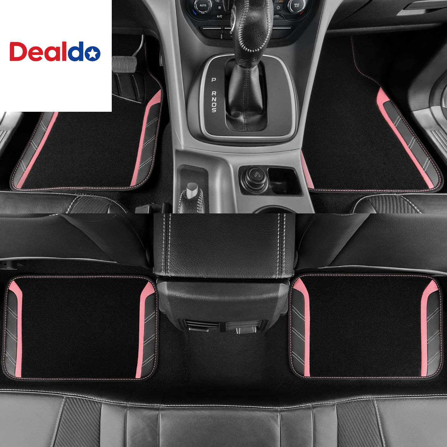 Microfiber Steering Wheel Cover and Waterproof Car Floor Mats,Leather Universal