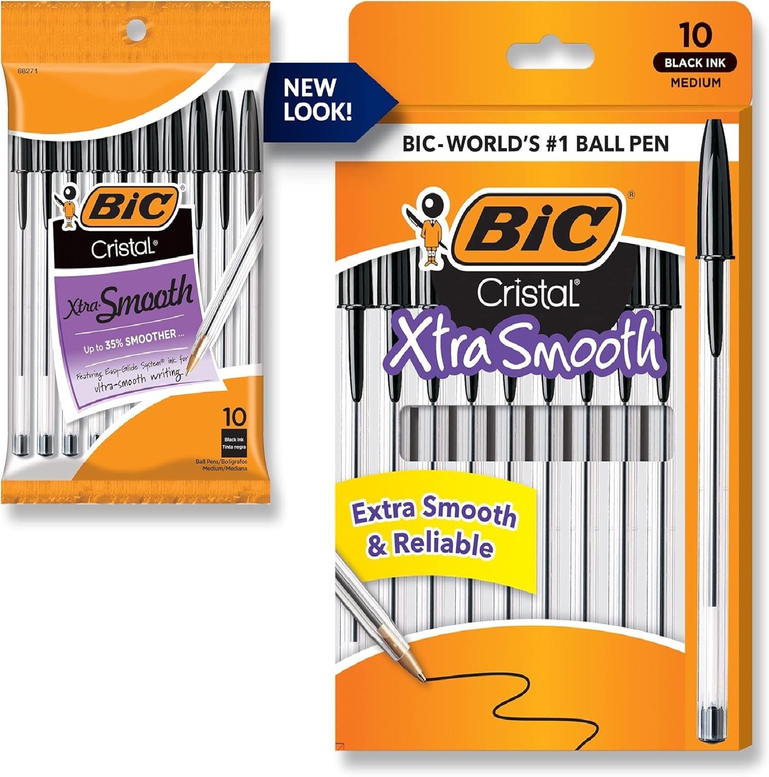 BIC Cristal Xtra Smooth Ballpoint Pen, Medium Point (1.0mm), Blue, 10-Count