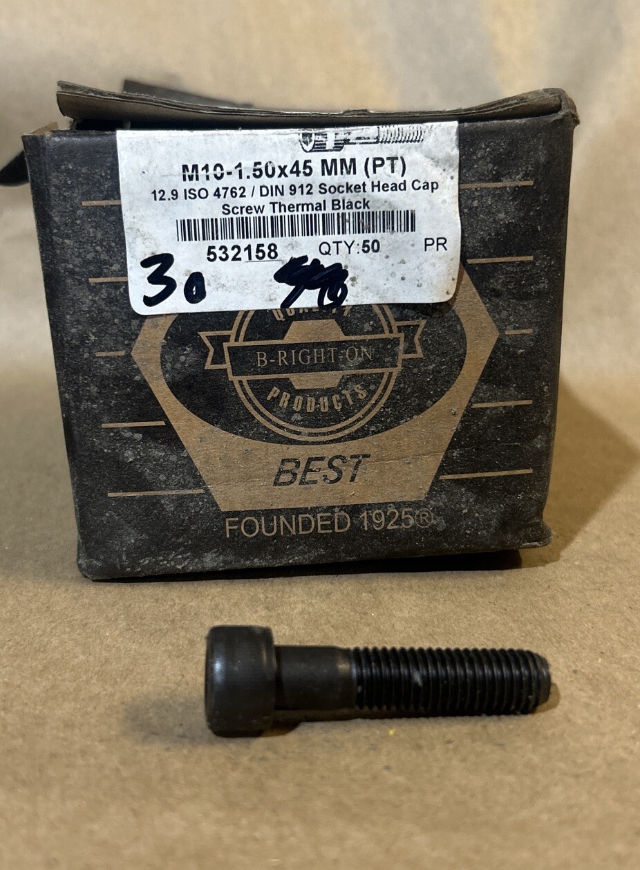 M10-1.50×45 MM (PT) 12.9 ISO 4762 DIN 912 Socket Head Cap Screw Thermal Black 30