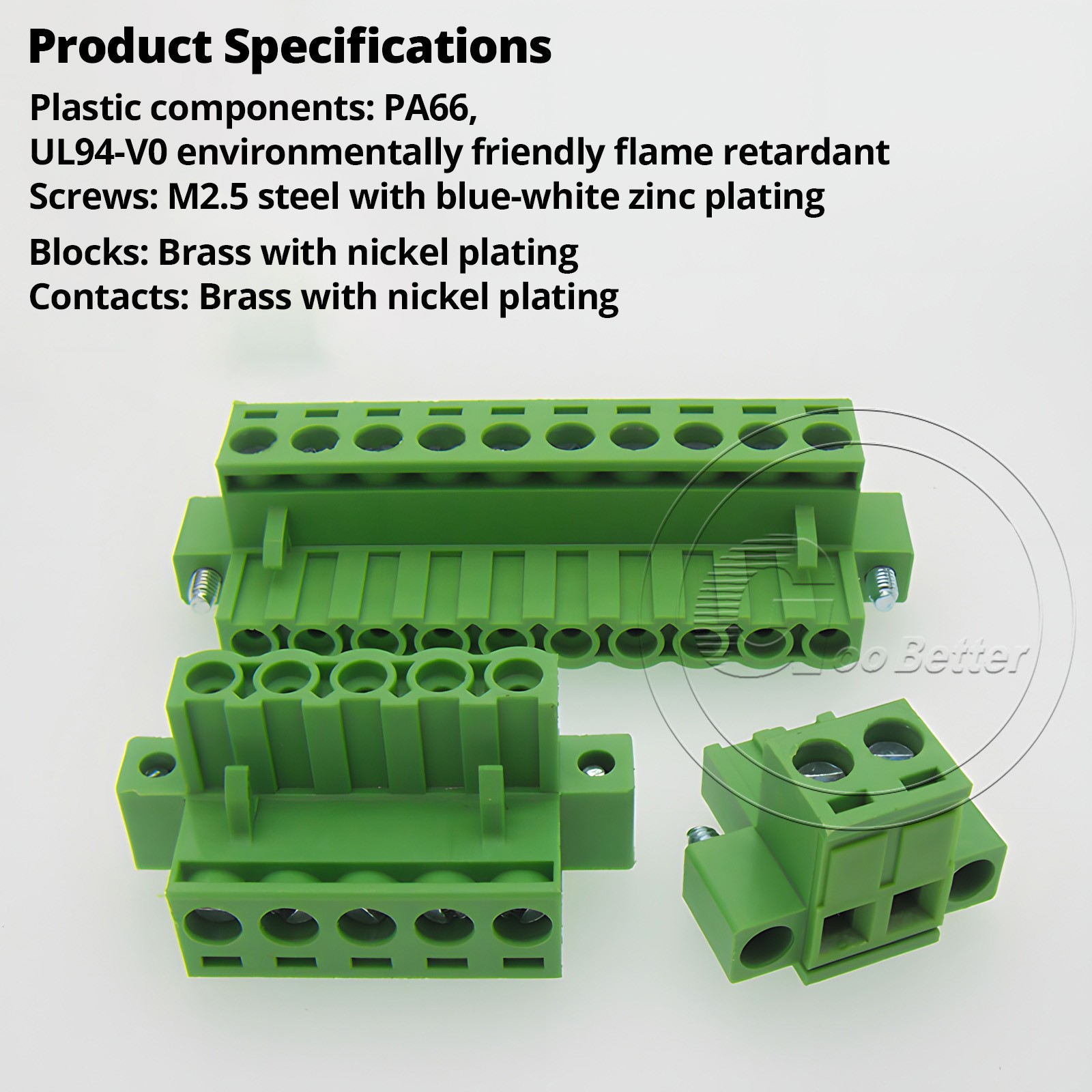 5.08mm Pitch PCB Terminal Block with Flange Screw Terminal Plugs 2-Pin to 24-Pin