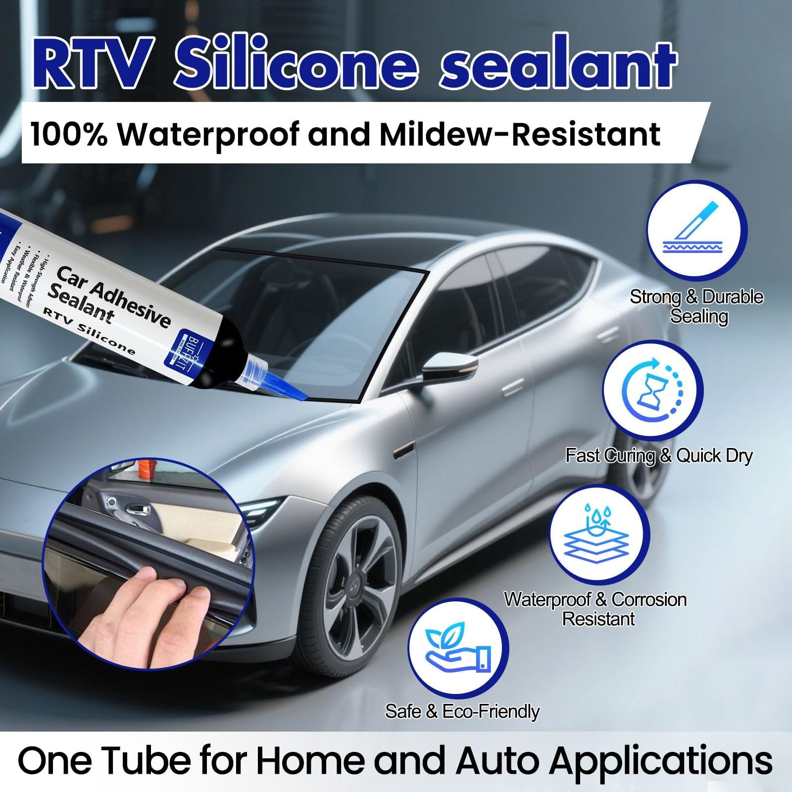 RTV Silicone Adhesive Sealant – 100% Silicone Waterproof Caulk, Strong Bond, …
